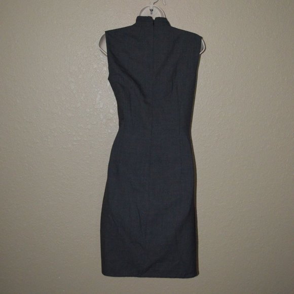 ⭐🎩NWOT $1590 Sz 6 Ralph Lauren Black Label Charcoal Gray Side Ruching Midi Dress - Picture 6 of 7